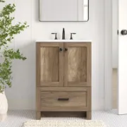 تفصيل وحدة حمام لون خشبي فاتح