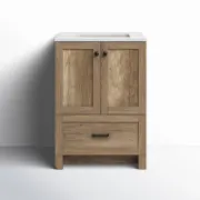 تفصيل وحدة حمام لون خشبي فاتح