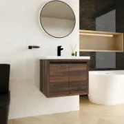 تفصيل منضدة حمام حائط صغيرة بني داكن